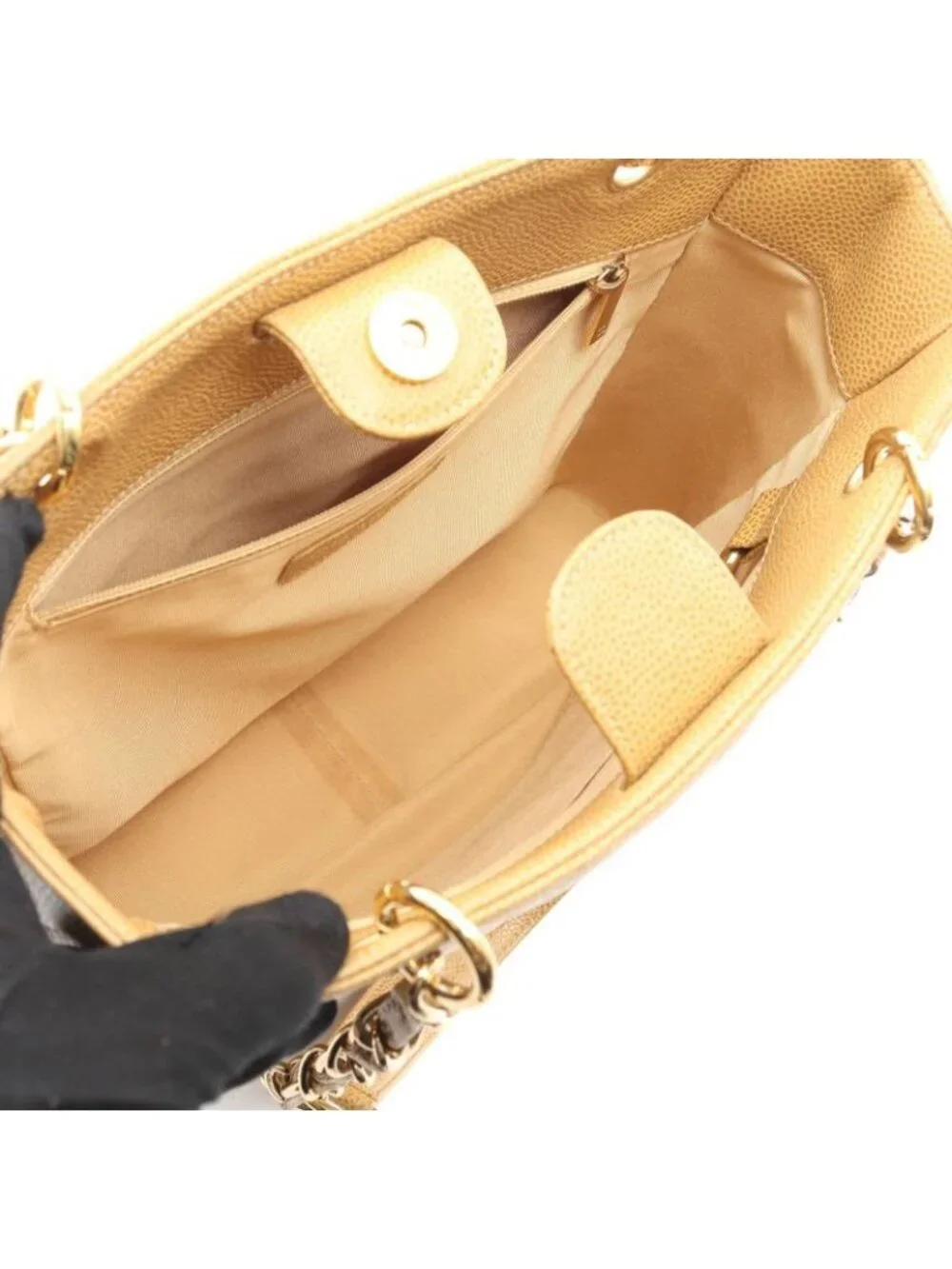 ★SOLD★ Chanel Tote Bag Quilted Petite Shopping PST Beige Leather Chain - Picture 3 of 9